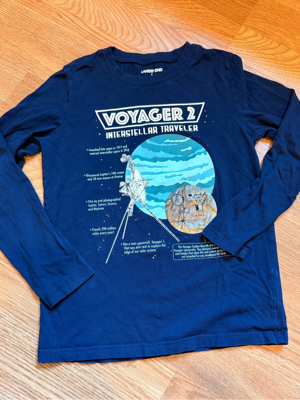 Lands' End Navy Long-Sleeve Voyager 2 Space Graphic Tee 8